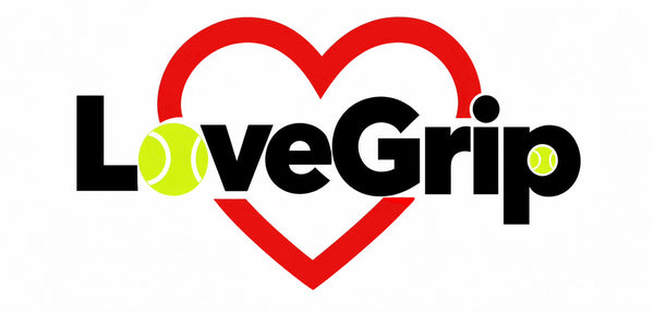 LoveGrip, logo con cuore rosso e palline da tennis